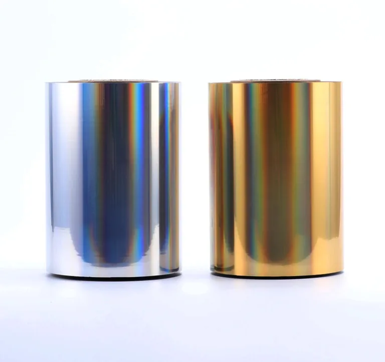 Silver & Gold Holographic Hot Stamping Foils Silver and gold holographic hot stamping foil rolls — metallic rainbow finish for premium packaging | All-in Pack